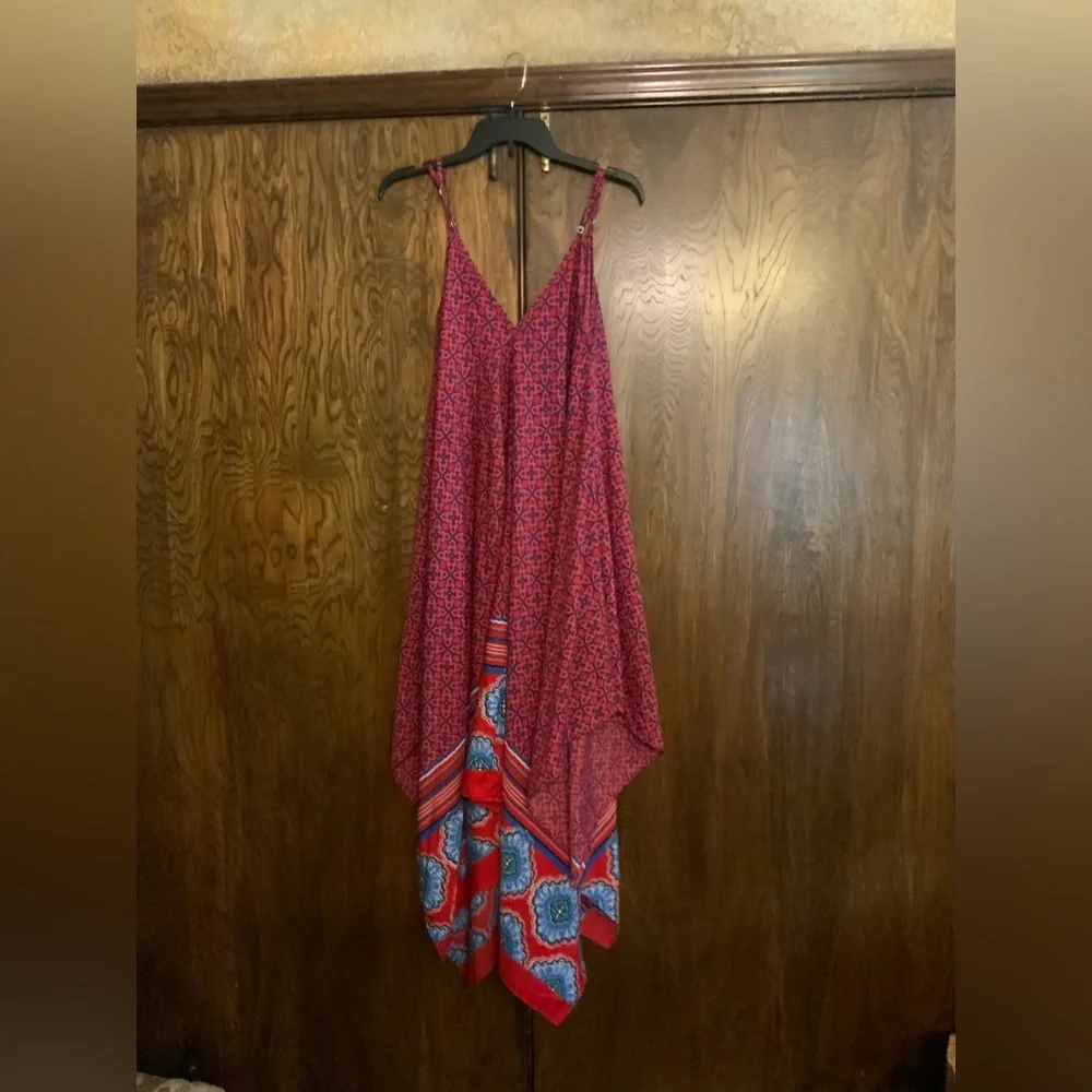 Magic Red and Blue Patterned Textile Sundress - Picture 2 of 3